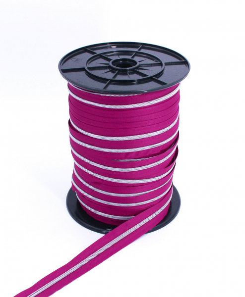 Endlosreißverschluss metallisiert beere/ silber (1m)